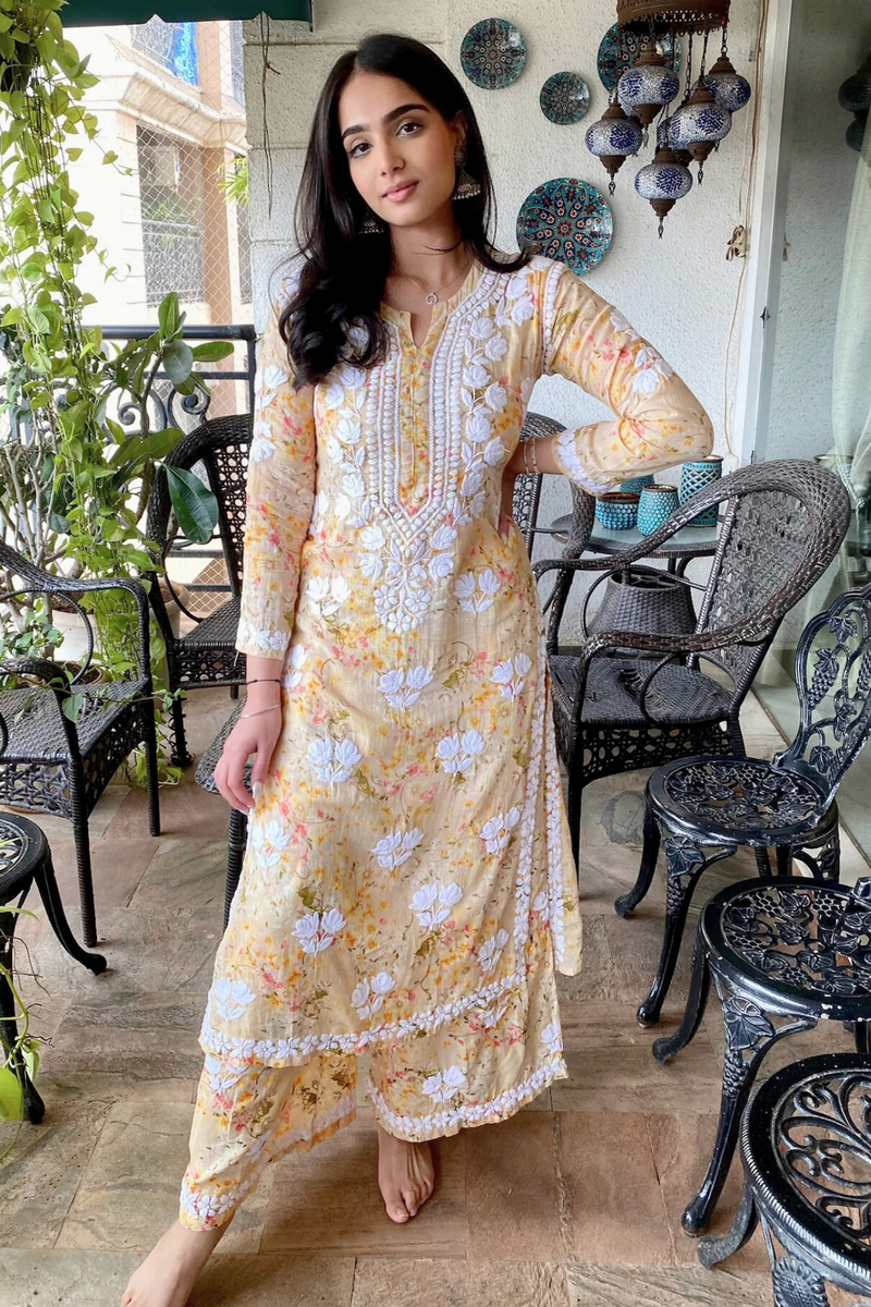 AFREEN Printed Mulmul Palazzo set