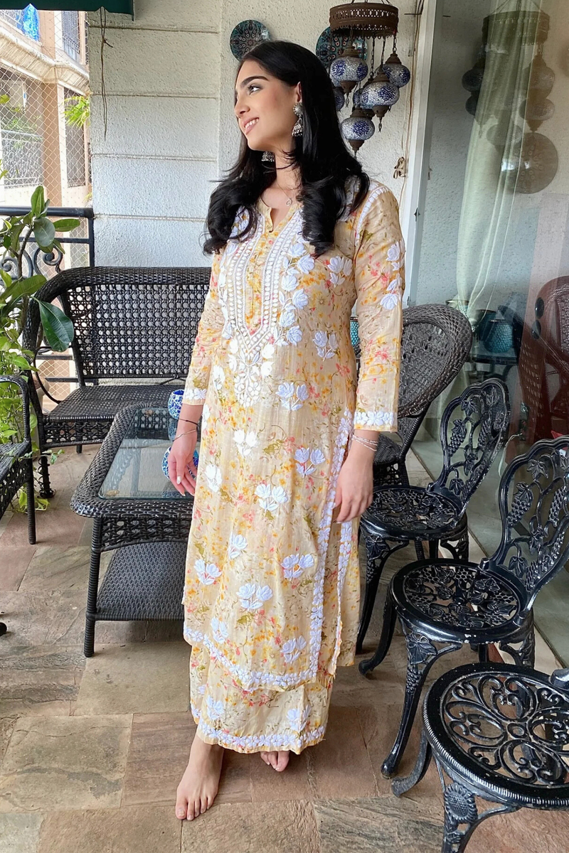 AFREEN Printed Mulmul Palazzo set