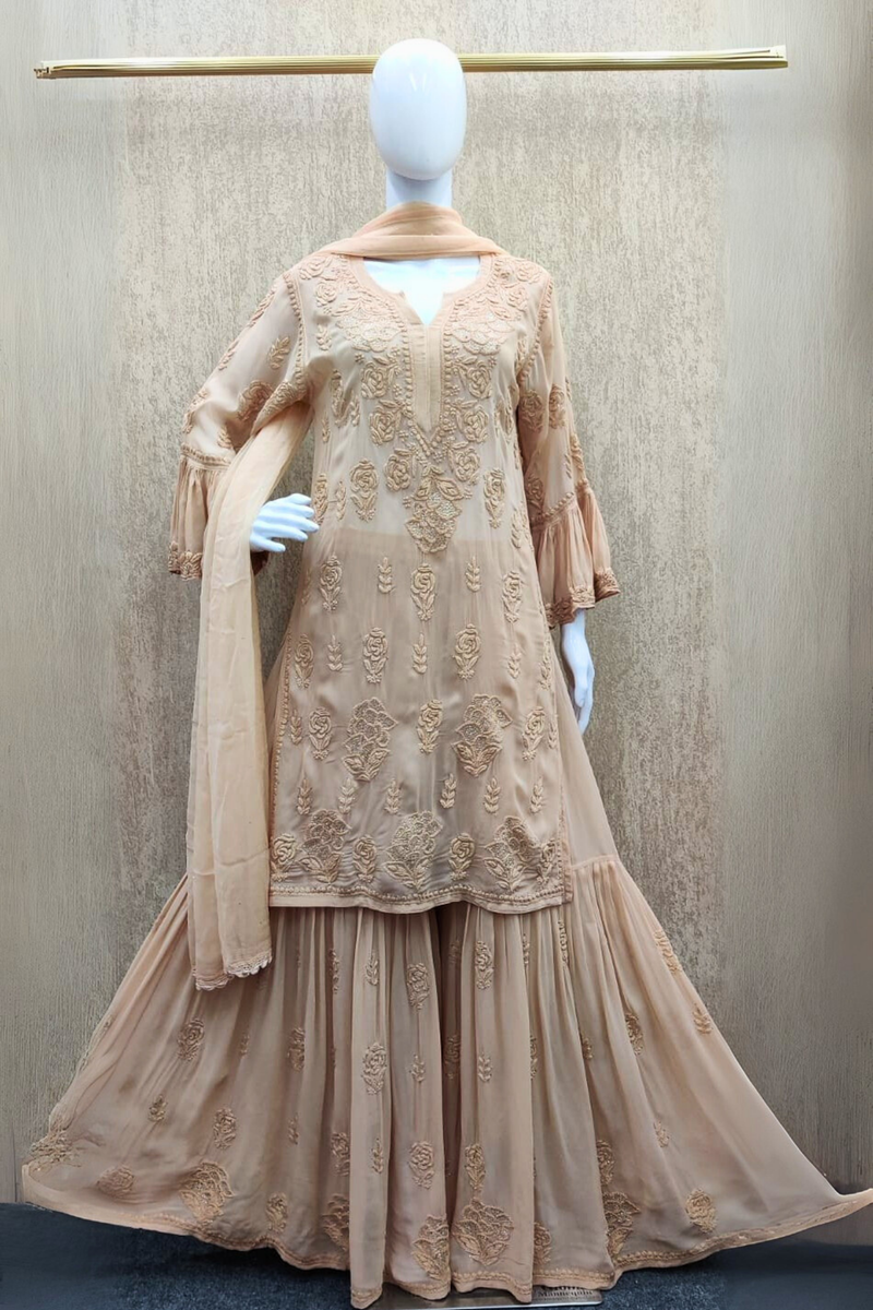 FIZA Beige georgette garara set