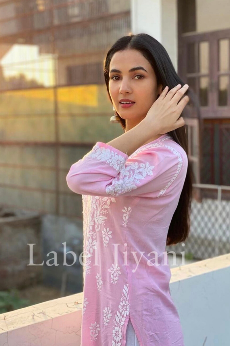 SABA Baby Pink Straight Modal Kurti