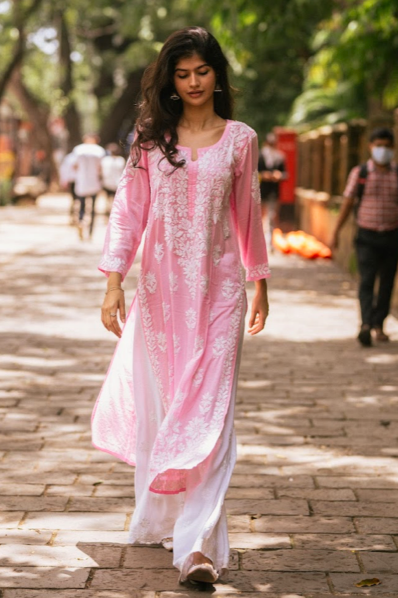 SABA Baby Pink Straight Modal Kurti