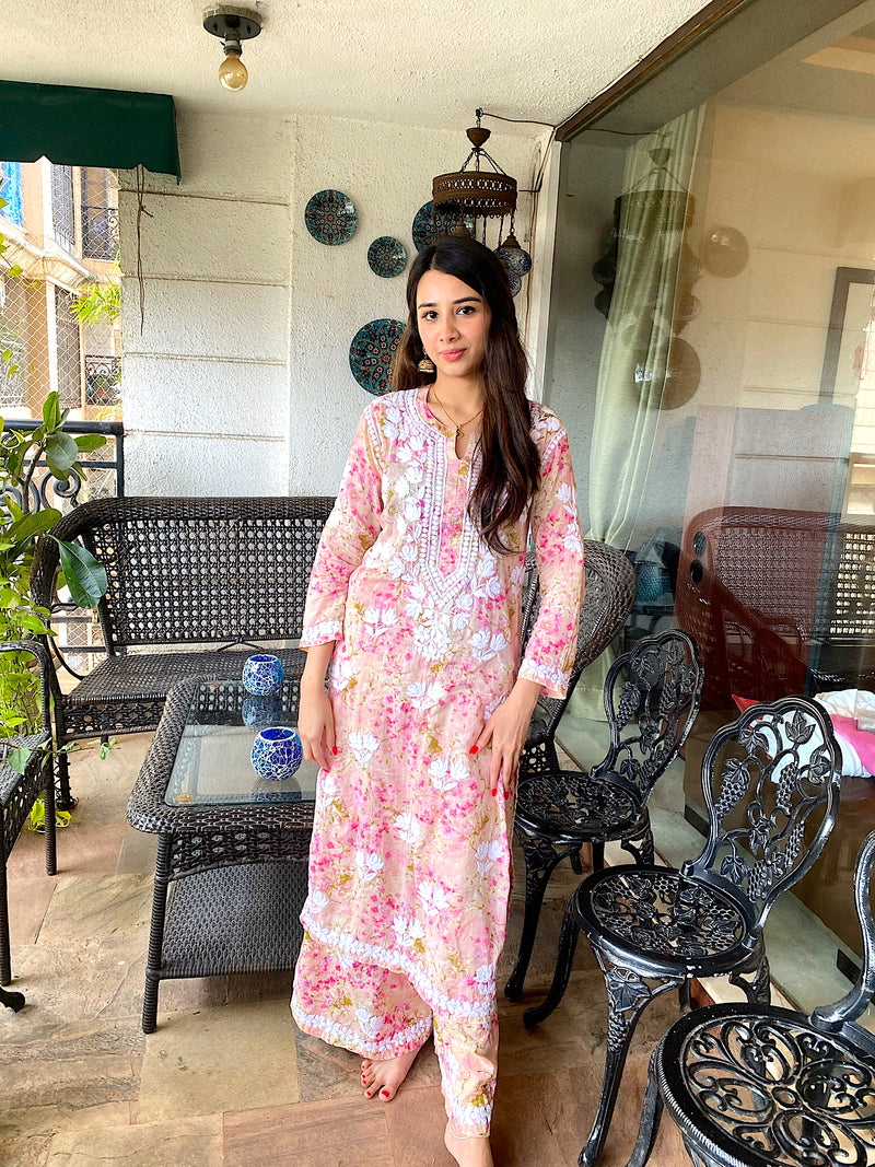 AFREEN Printed Mulmul Palazzo set