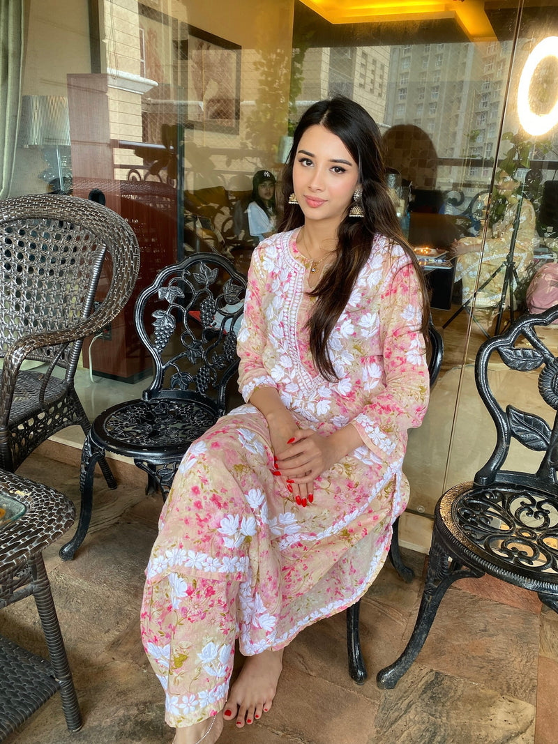 AFREEN Printed Mulmul Palazzo set