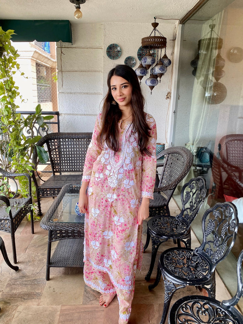 AFREEN Printed Mulmul Palazzo set