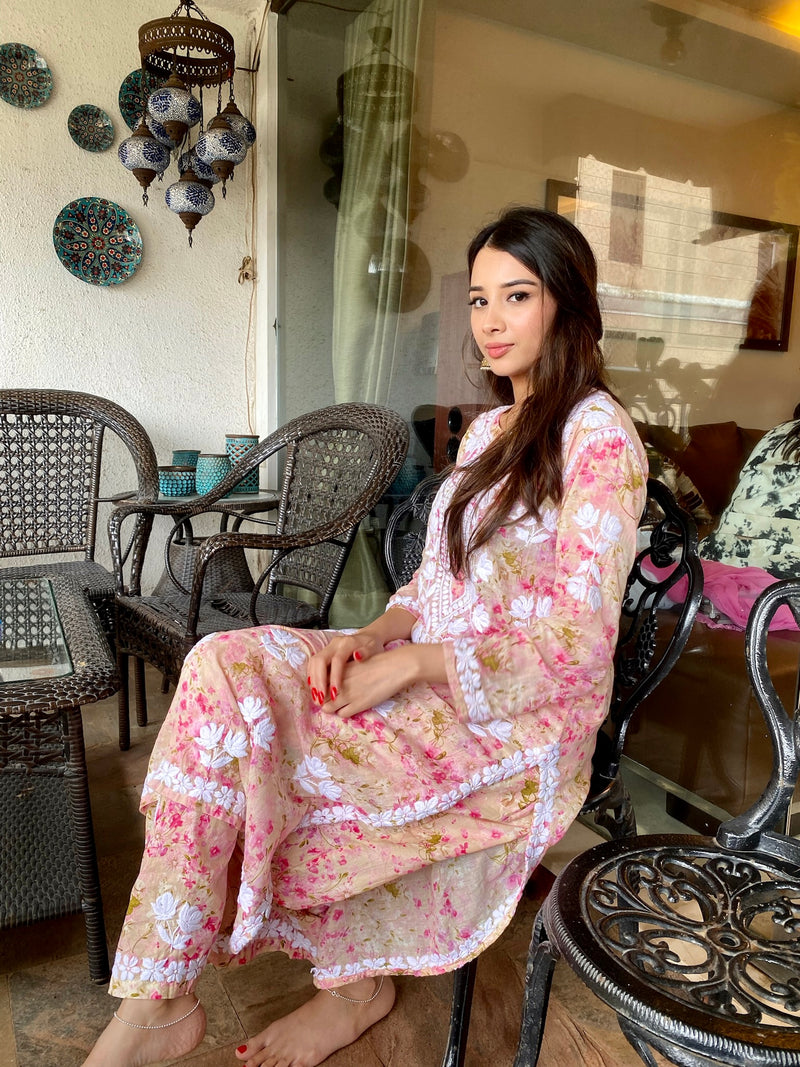 AFREEN Printed Mulmul Palazzo set
