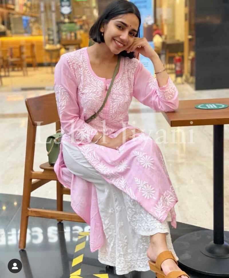 SABA Baby Pink Straight Modal Kurti
