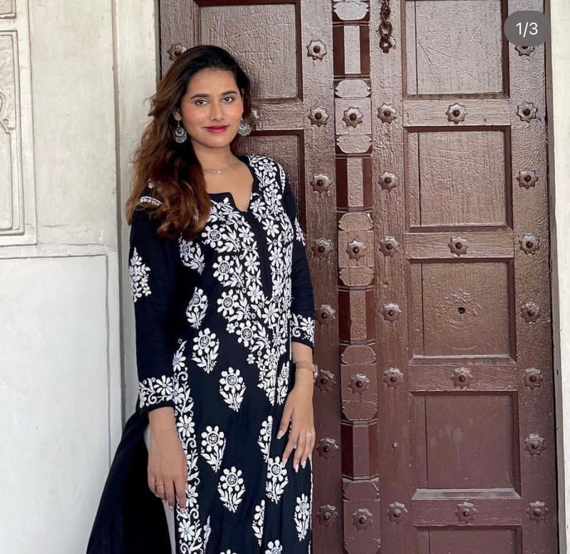 SABA Black Straight Modal Kurti