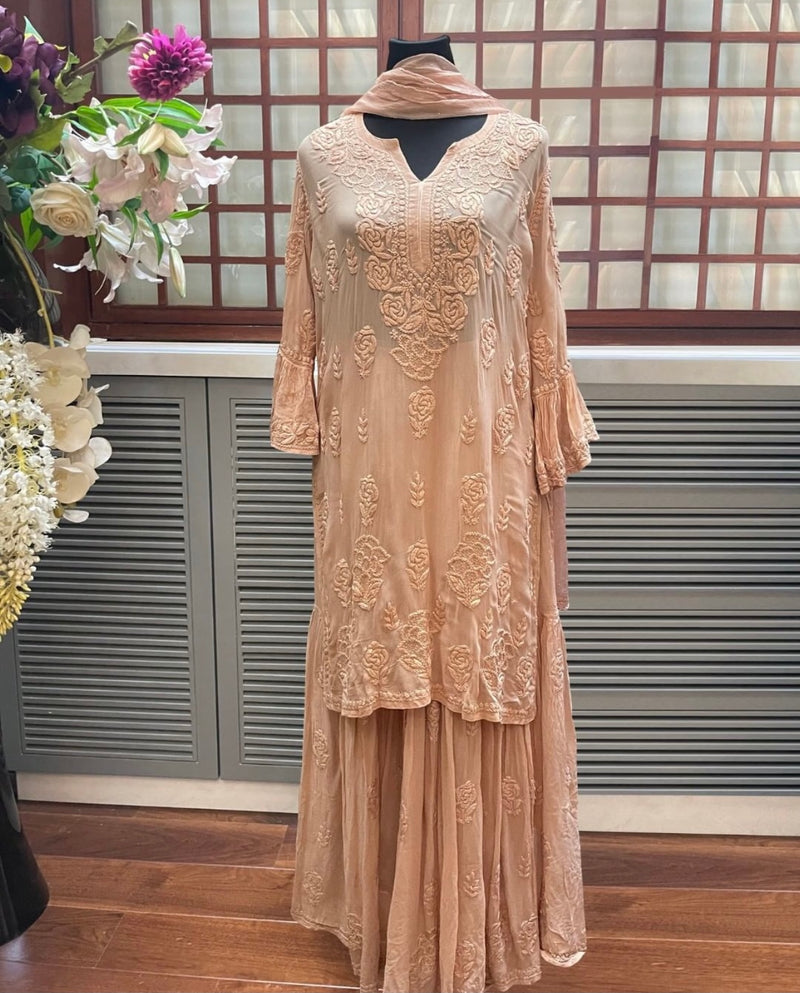 FIZA Beige georgette garara set