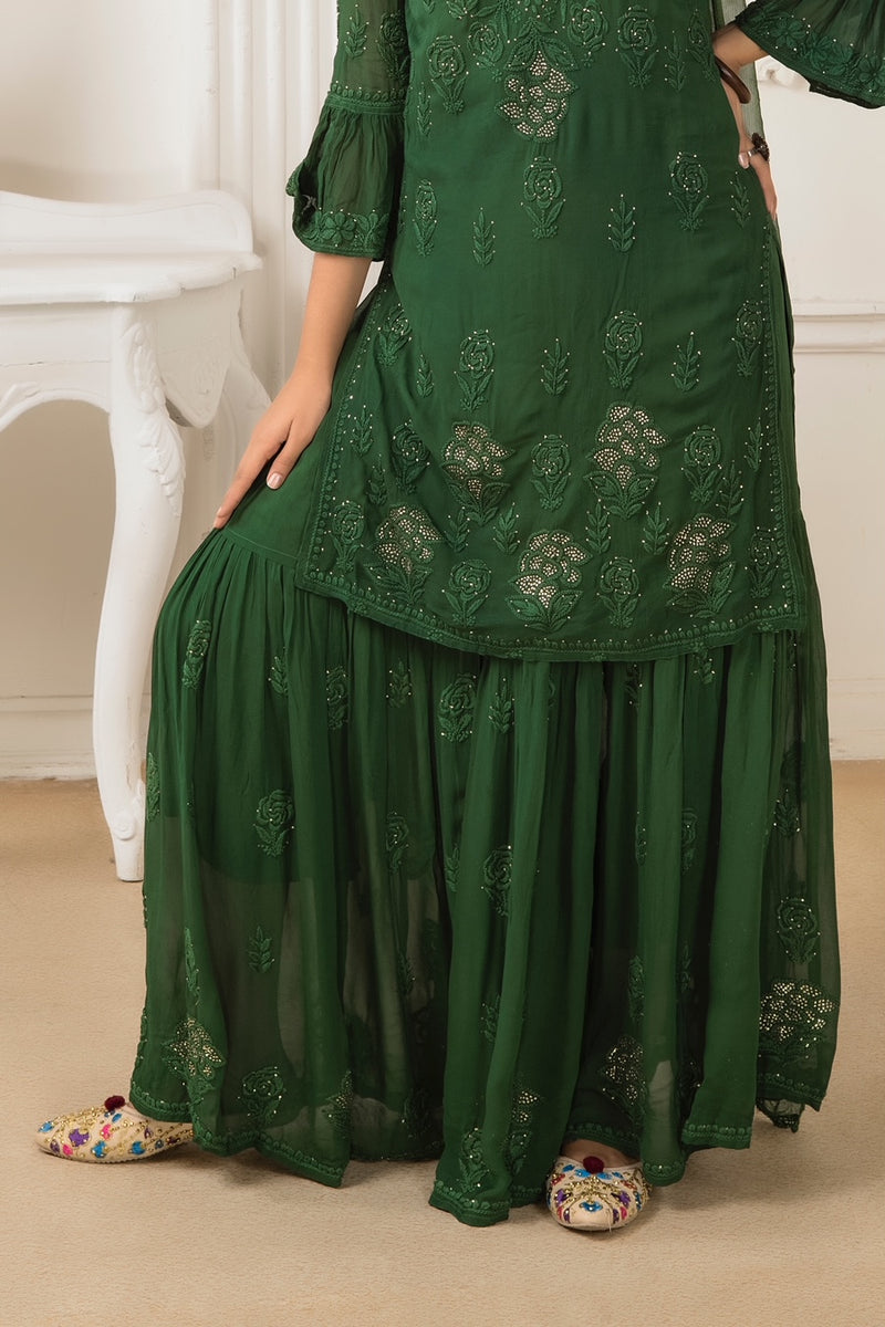 FIZA Green Garara Georgette Set