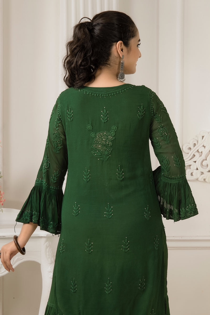 FIZA Green Garara Georgette Set