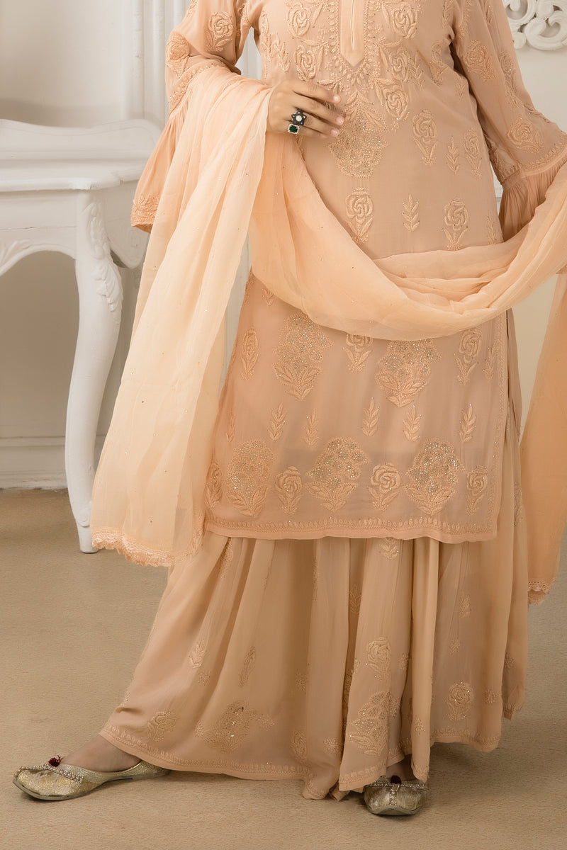 FIZA Beige georgette garara set