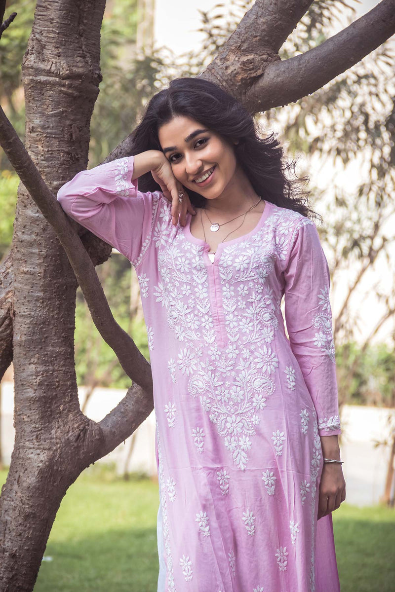 SABA Baby Pink Straight Modal Kurti