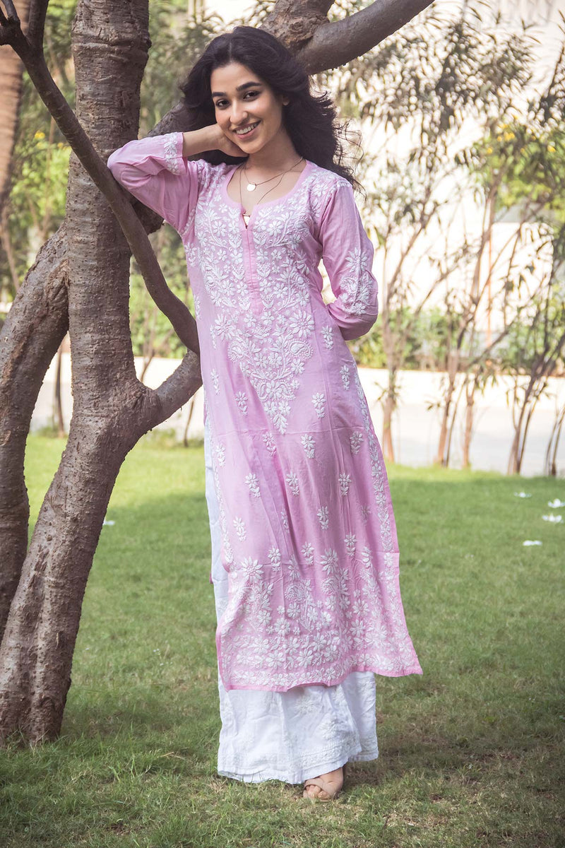 SABA Baby Pink Straight Modal Kurti