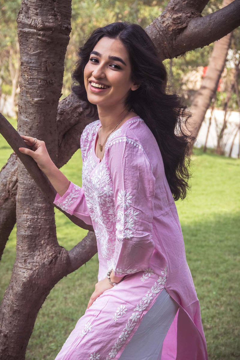 SABA Baby Pink Straight Modal Kurti