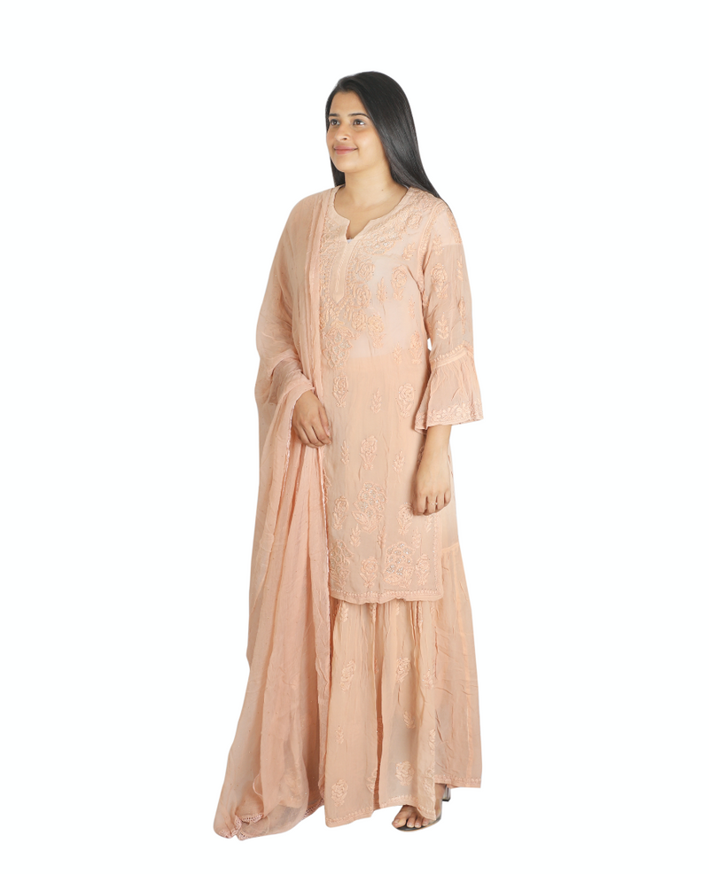 FIZA Beige georgette garara set