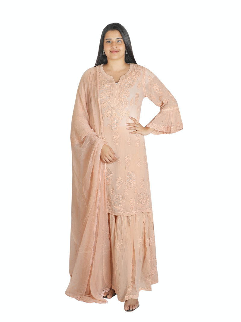 FIZA Beige georgette garara set