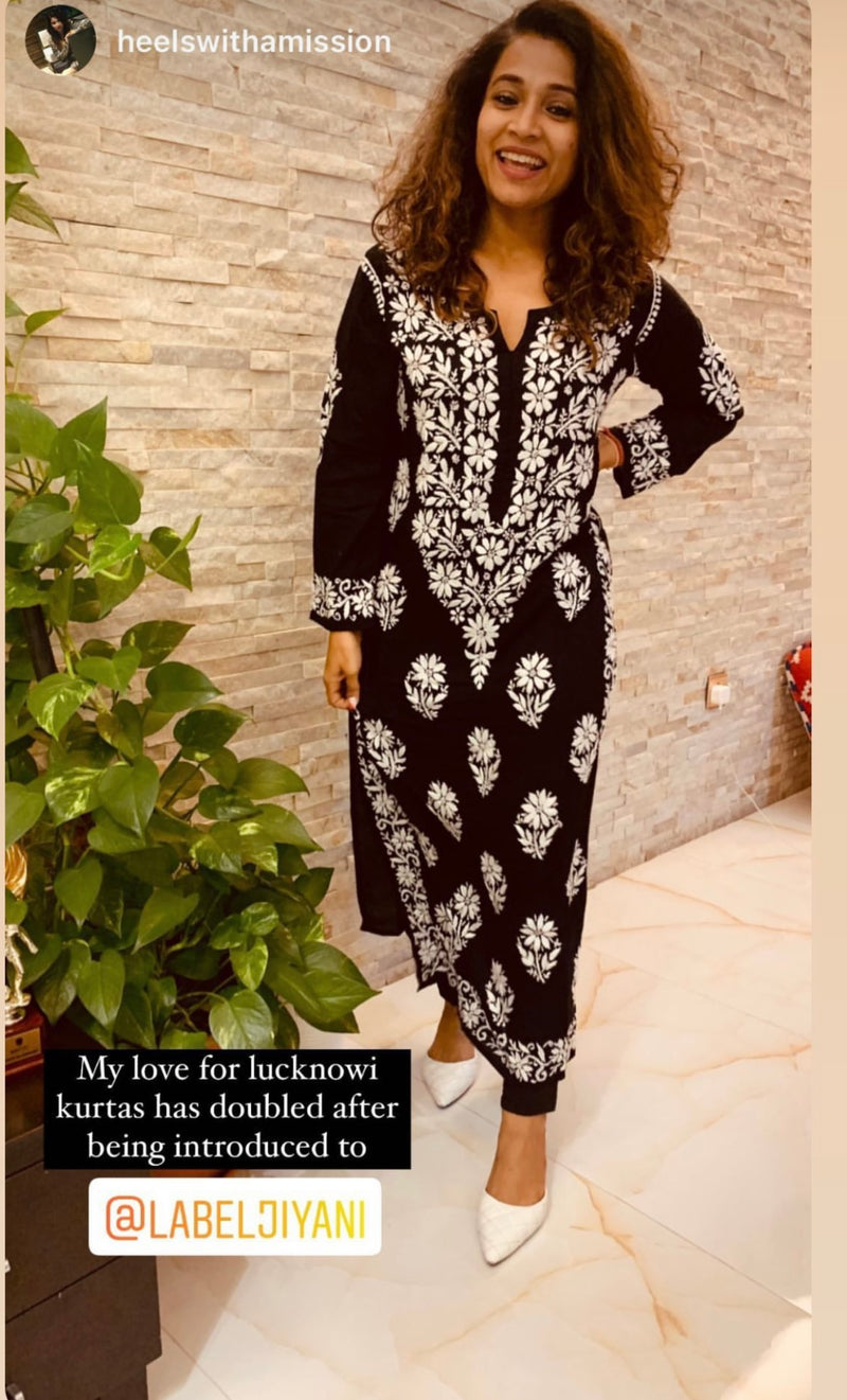 SABA Black Straight Modal Kurti