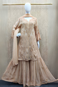 FIZA Beige georgette garara set