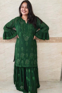 FIZA Green Garara Georgette Set