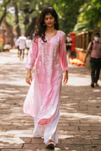 SABA Baby Pink Straight Modal Kurti