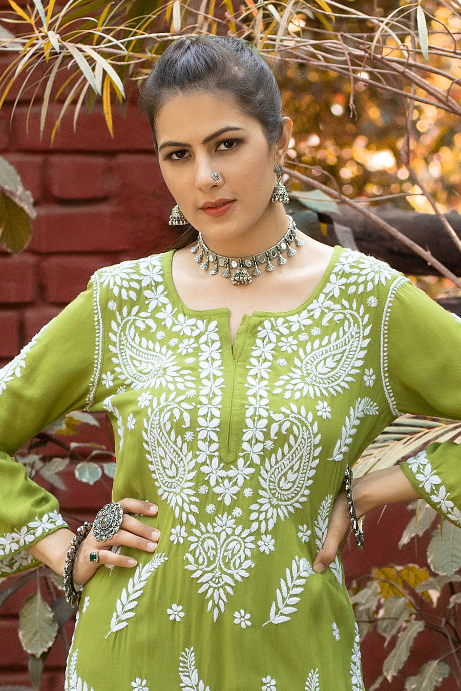 ADARA Modal Garara Set - Olive green