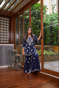 ADARA Modal Garara Set - navy blue