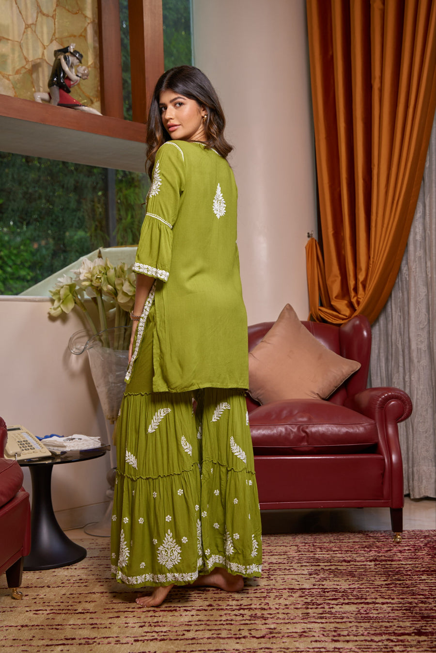 ADARA Modal Garara Set - Olive green