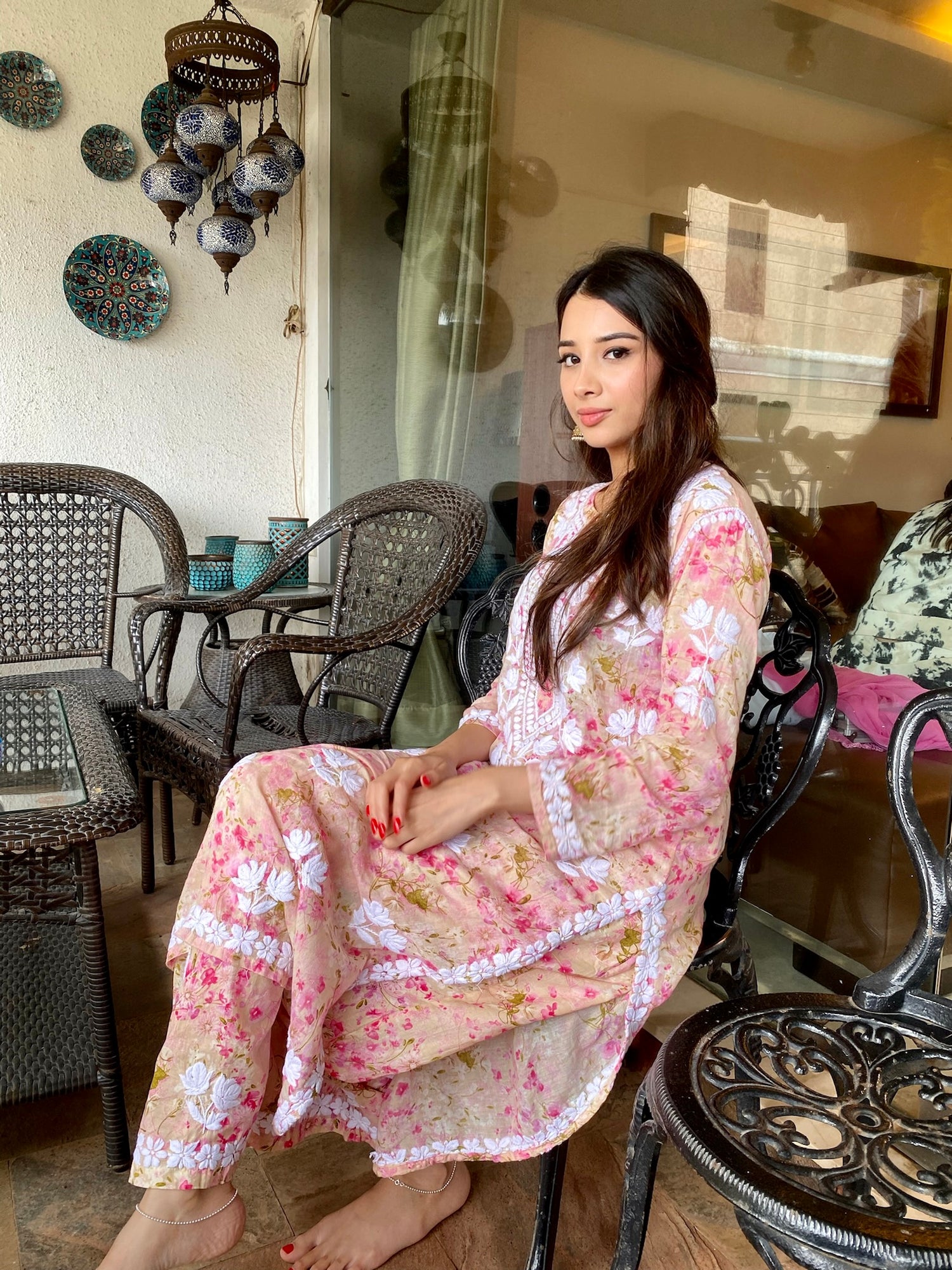 AFREEN Printed Mulmul Palazzo set