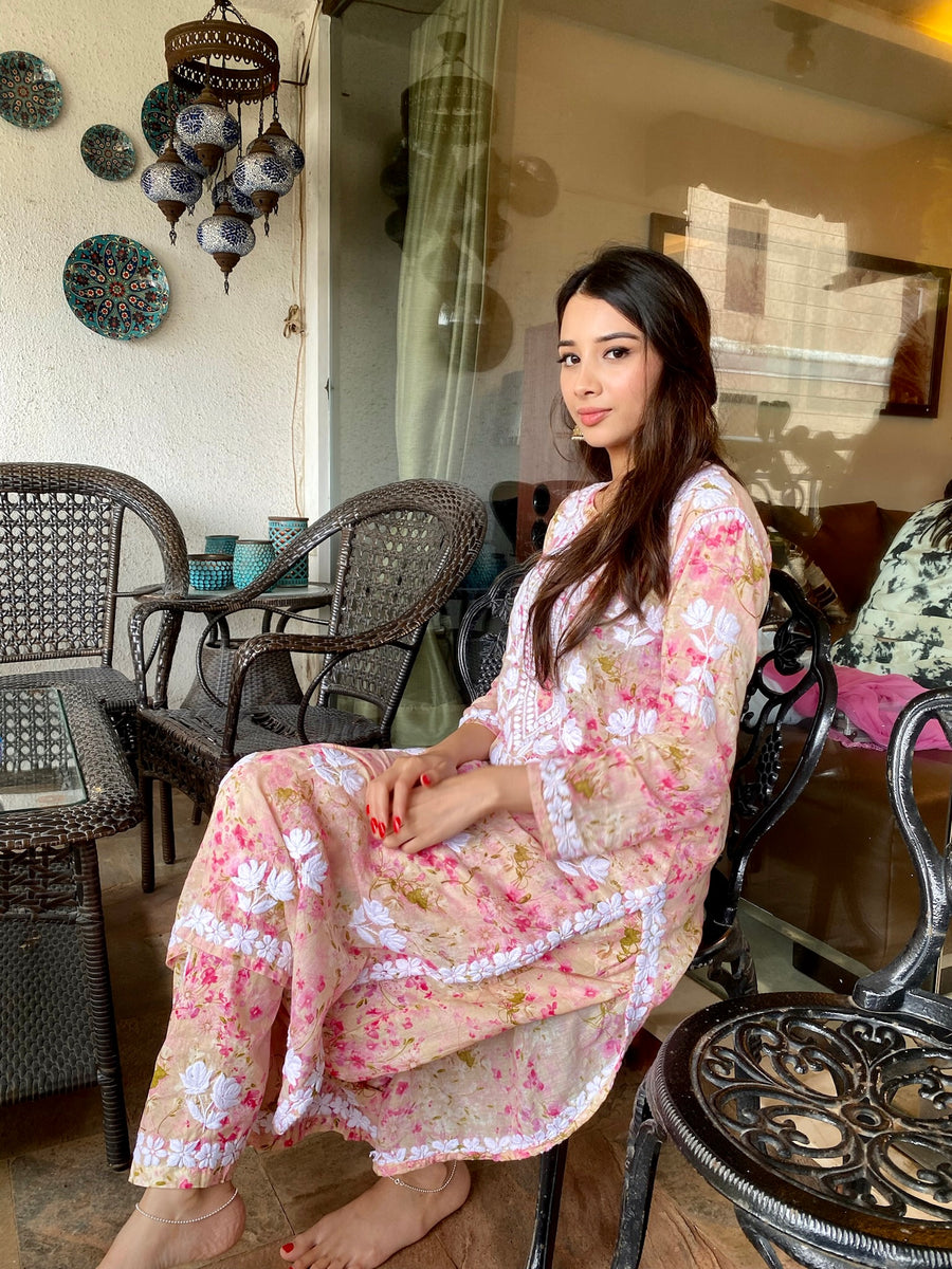 AFREEN Printed Mulmul Palazzo set