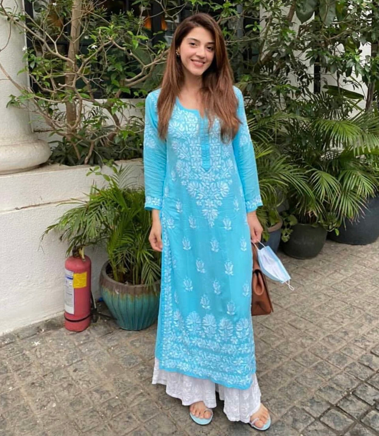 Blue Colour Poshak in Satin Fabric with Odhani