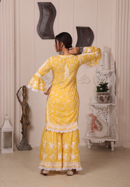 AISHA Yellow Mulmul Garara Set