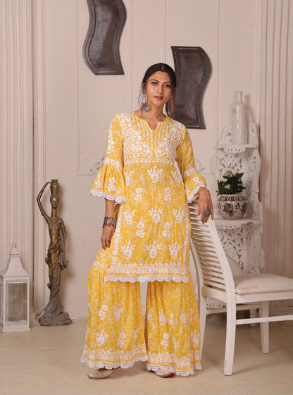 AISHA Yellow Mulmul Garara Set