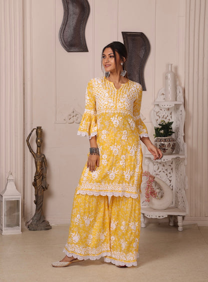 AISHA Yellow Mulmul Garara Set