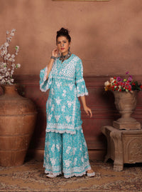 AISHA Blue Mulmul Garara Set