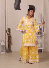 AISHA Yellow Mulmul Garara Set