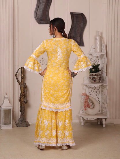 AISHA Yellow Mulmul Garara Set