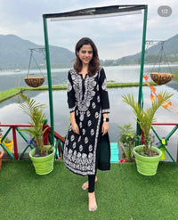 SABA Black Straight Modal Kurti