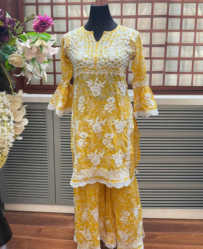 AISHA Yellow Mulmul Garara Set