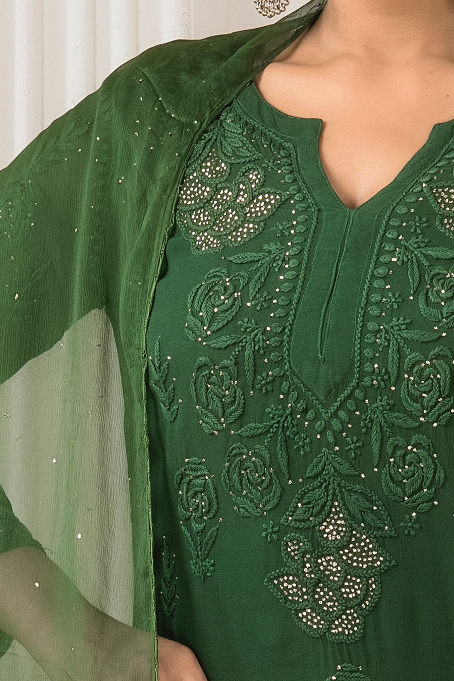 FIZA Green Garara Georgette Set