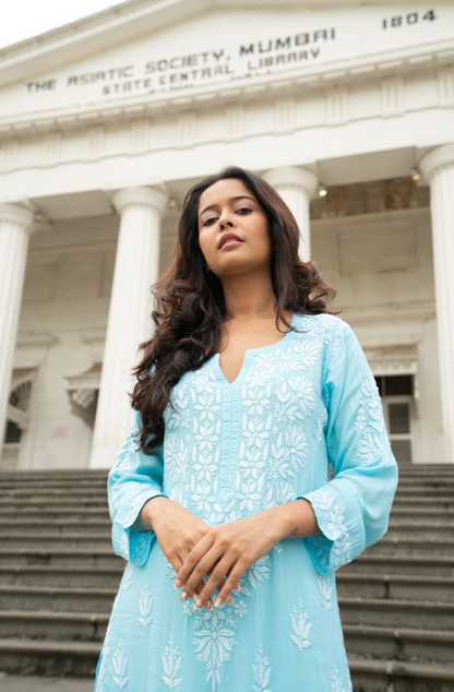 SABA Sky Blue Modal Straight Kurti