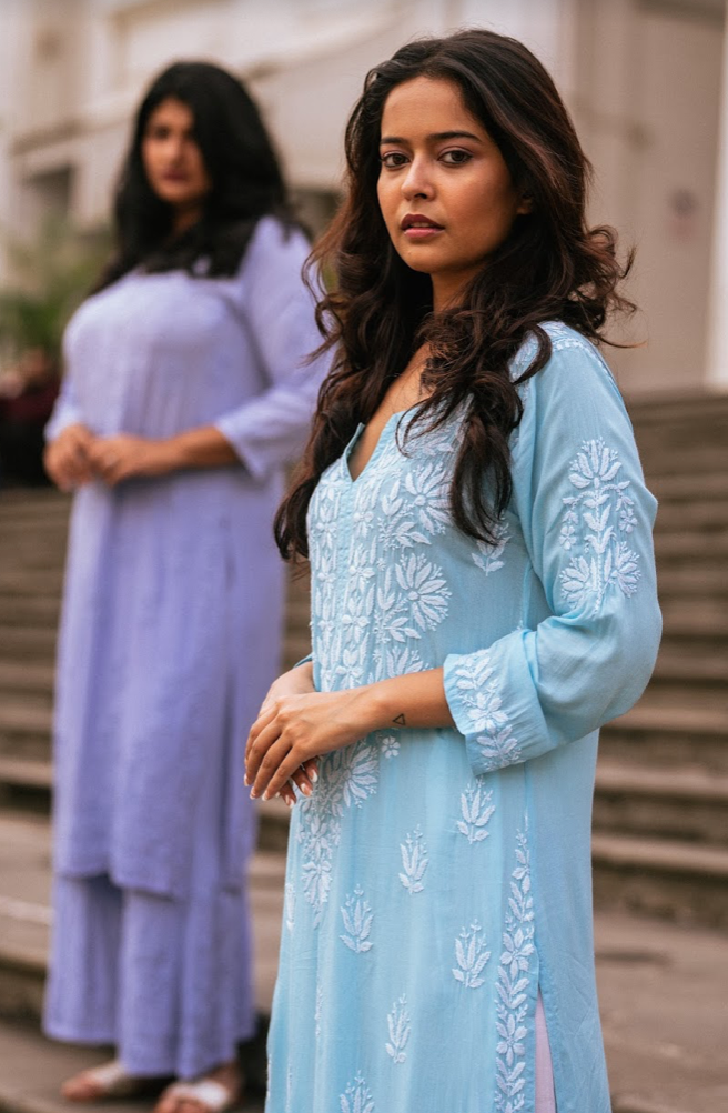 SABA Sky Blue Modal Straight Kurti