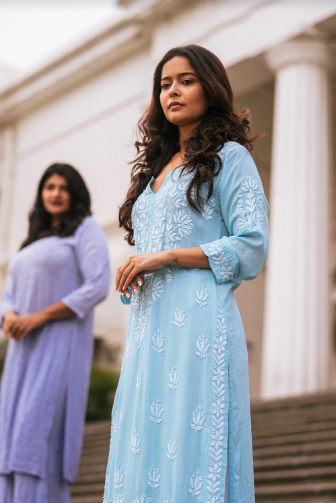 SABA Sky Blue Modal Straight Kurti