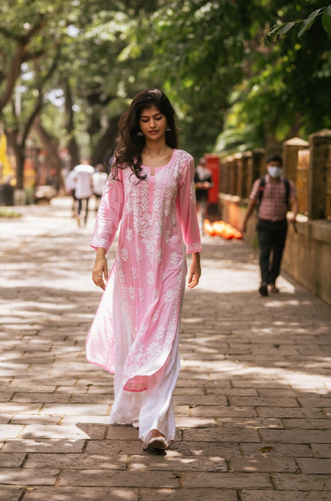 SABA Baby Pink Straight Modal Kurti