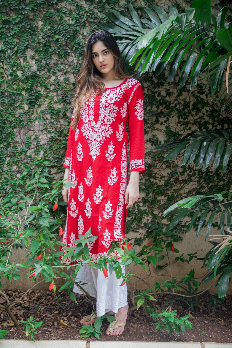 SABA Red modal cotton kurti